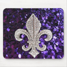 Pourpre de Fleur De Lis Sequins de bijou d'étincel Tapis De Souris