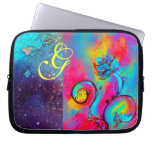 Pourpre LUNATIQUE de jaune de rose de FLEURS, bleu Trousses Pour Ordinateur Portable