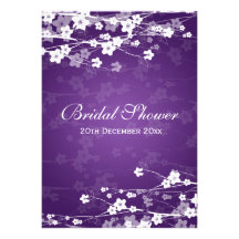Pourpre nuptiale élégant de fleurs de cerisier de  invitation personnalisée
