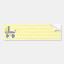 Poussette de bébé jaune et bleu autocollant pour voiture