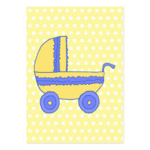 Poussette de bébé jaune et bleu modèles de cartes de visite