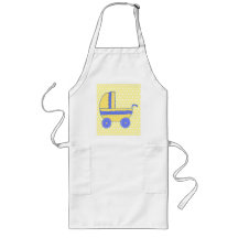 Poussette de bébé jaune et bleu tablier