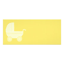 Poussette de bébé jaune cartons d'invitation personnalisés