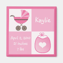 Poussette de faire-part de naissance et bavoir - r magnets pour réfrigérateur