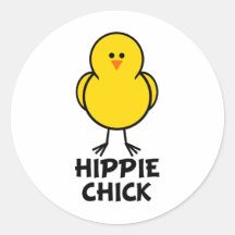 Poussin hippie autocollant rond