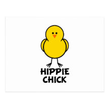 Poussin hippie carte postale