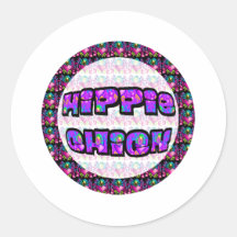 poussin hippie super autocollant rond