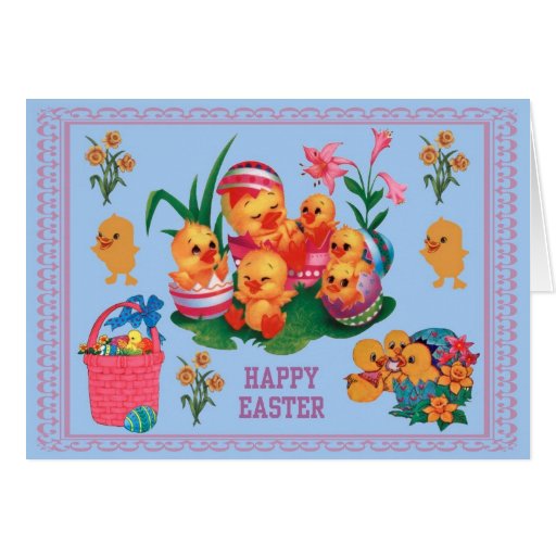 Poussins de Pâques Carte De Vœux