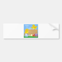 Poussins de Pâques et signe en bois Autocollants Pour Voiture