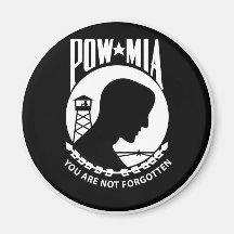 POW/MIA - Round Refrigerator Magnets
