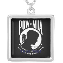 POW MIA Sterling Silver Plated Necklace