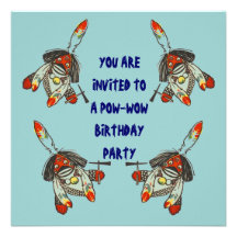 POW-WOW BIRTHDAY PARTY INVITATION ~ EZ2 CUSTOMIZE
