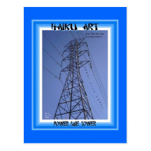 Power Line Tower Haiku Art Collectable Postcard