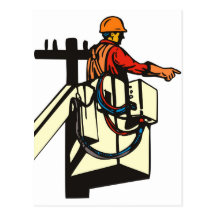 Power Lineman Electrician Worker Post Card