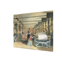 Power loom weaving, 1834 canvas print