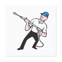 Power Washing Pressure Water Blaster Worker Canvas Print