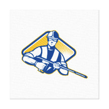 Power Washing Pressure Water Blaster Worker Canvas Prints