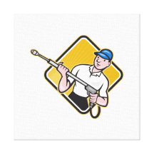 Power Washing Pressure Water Blaster Worker Gallery Wrapped Canvas