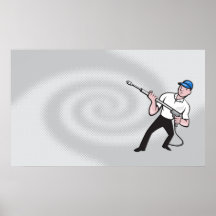 Power Washing Pressure Water Blaster Worker Poster