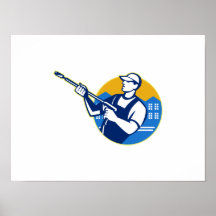 Power Washing Pressure Water Blaster Worker Print