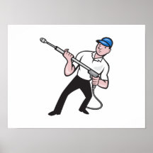 Power Washing Pressure Water Blaster Worker Print