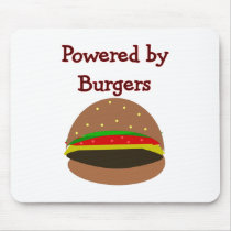 "Powered by Burgers"--funny Hamburger Lover Gifts Mouse Pads
