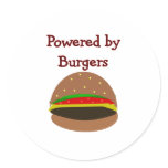 "Powered by Burgers"--funny Hamburger Lover Gifts Round Sticker