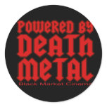 powered by Death metal Round Sticker