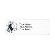 powerful baseball ripping through custom return address labels