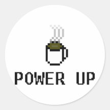 powerup round sticker