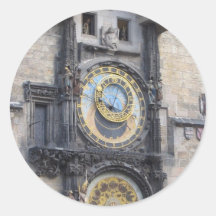 Prague Astronomical Clock In The Old Town Square Round Sticker