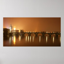 Prague - night shot of Charles Bridge Plakatdruck