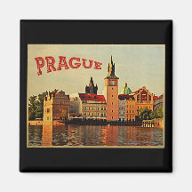 Prague Vintage Travel Fridge Magnets
