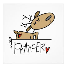 Prancer Reindeer Christmas T-shirts and Gifts Personalized Announcements