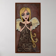 PRAYER ANGEL with Jesus collage wings - print
