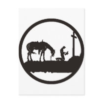 praying cowboy post card