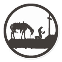 praying cowboy stickers