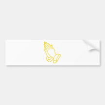 Praying Hands in Gold Yellow Bumper Stickers