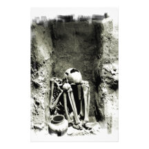 Pre-Columbian Gravesite Skeleton Stationery Design