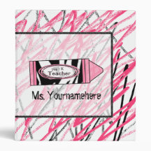 Pre K Teacher Binder - Zebra Print Crayon