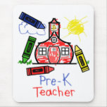 Pre K Teacher Mousepad - Schoolhouse & Crayons