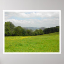 Pré vert. Paysage de campagne. Coutume Posters