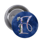Precious Butterfly Initial F Pinback Button