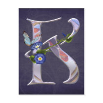 Precious Butterfly Initial K Post Card