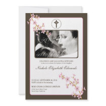 Precious Pink Cherry Blossom Baptism Invitation
