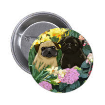 Precious Spring Pugs Buttons