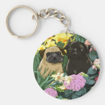 Precious Spring Pugs Keychains