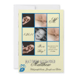 Precious Squares in Blue Photo Baby Announcement invitations