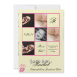 Precious Squares in Pink Photo Baby Announcement invitations