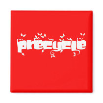 Precycle Square Magnet in White Leaf Lettering